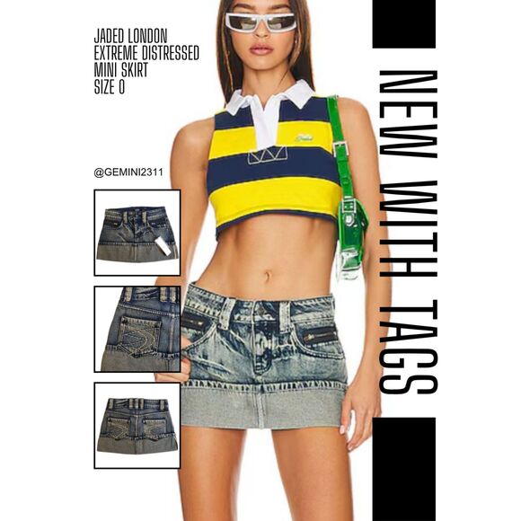 Dresses & Skirts - NWT Jaded London - Women - Extreme Distressed Mini Skirt - Blue - Size 0